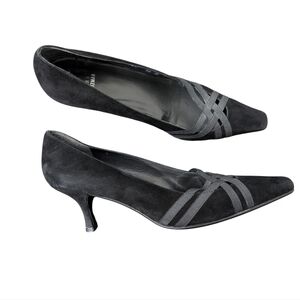 Vintage Stuart Weitzman Black Suede Kitten Heel Pumps Women’s Size 10M